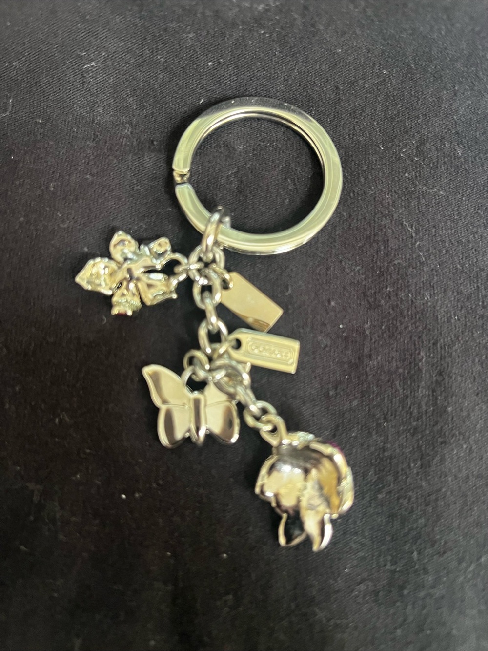 Coach Floral & Butterfly Enamel Charm Keyring - Pink, Yellow, Purple - Picture 3 of 4